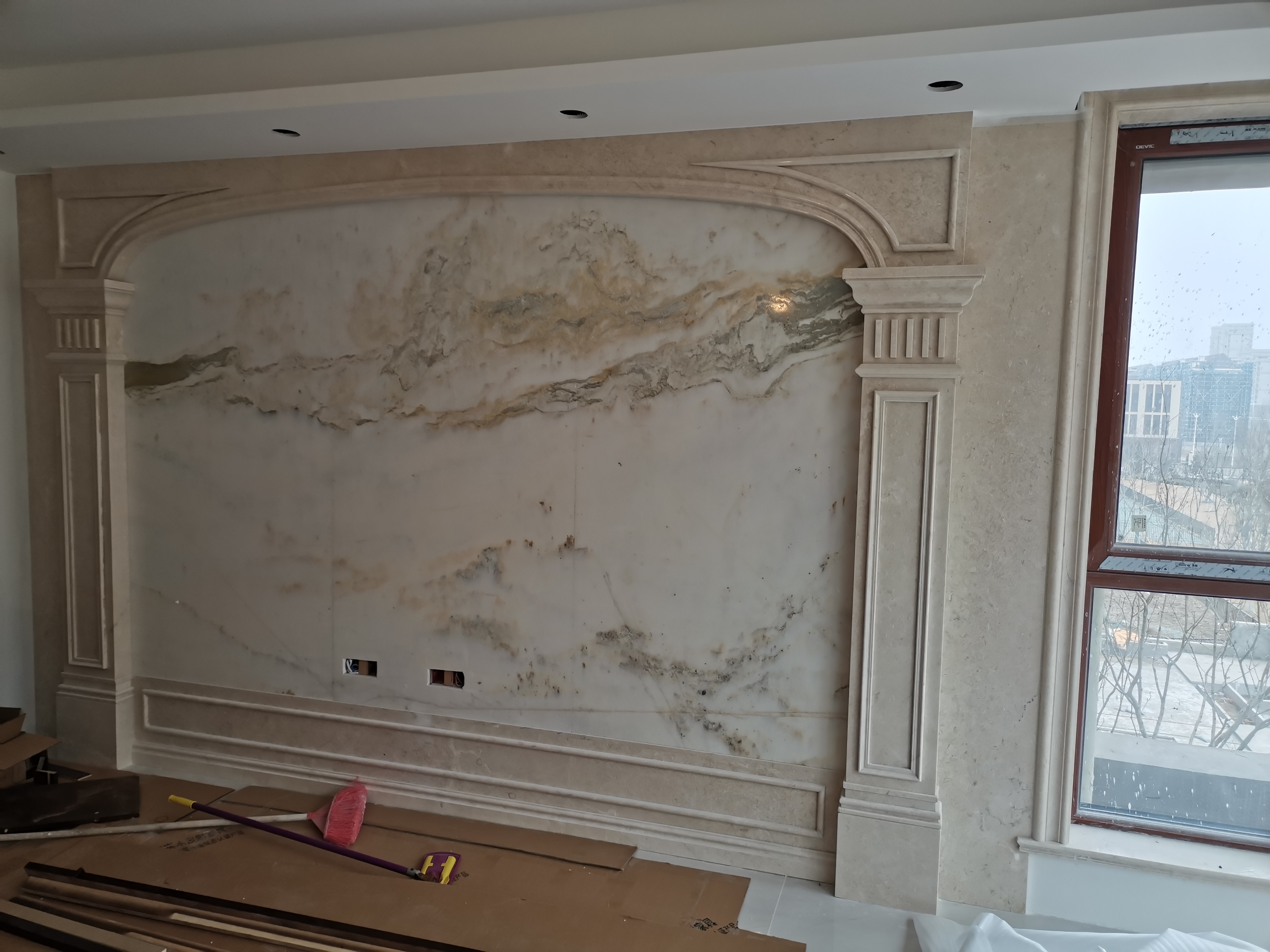 山水白玉背景墻